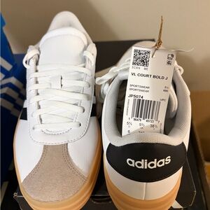 Adidas women  VL Court Bold White and Black Sneakers